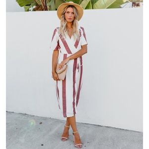 Vici Travel Bug Striped Midi Dress - Size Medium